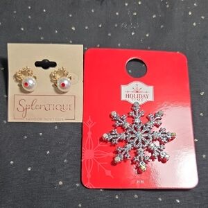 Gold and Red Pearl Earrings